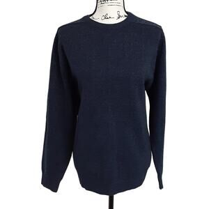Woolmark 100% Pure New LambsWool Sweater Crewneck Pullover Dark Blue Mens M